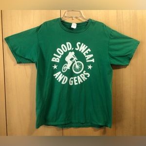 Blood Sweat Gears Green T Shirt Mountain Bike Mens Large